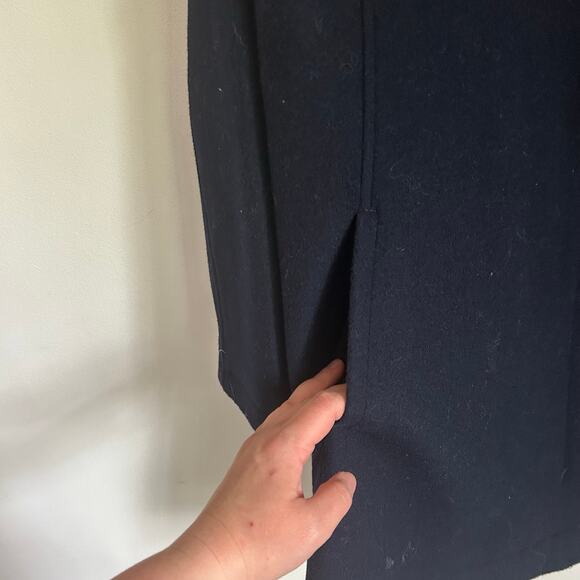Pendleton Wool Zip Up Long Peacoat Size S Navy - Picture 6 of 6